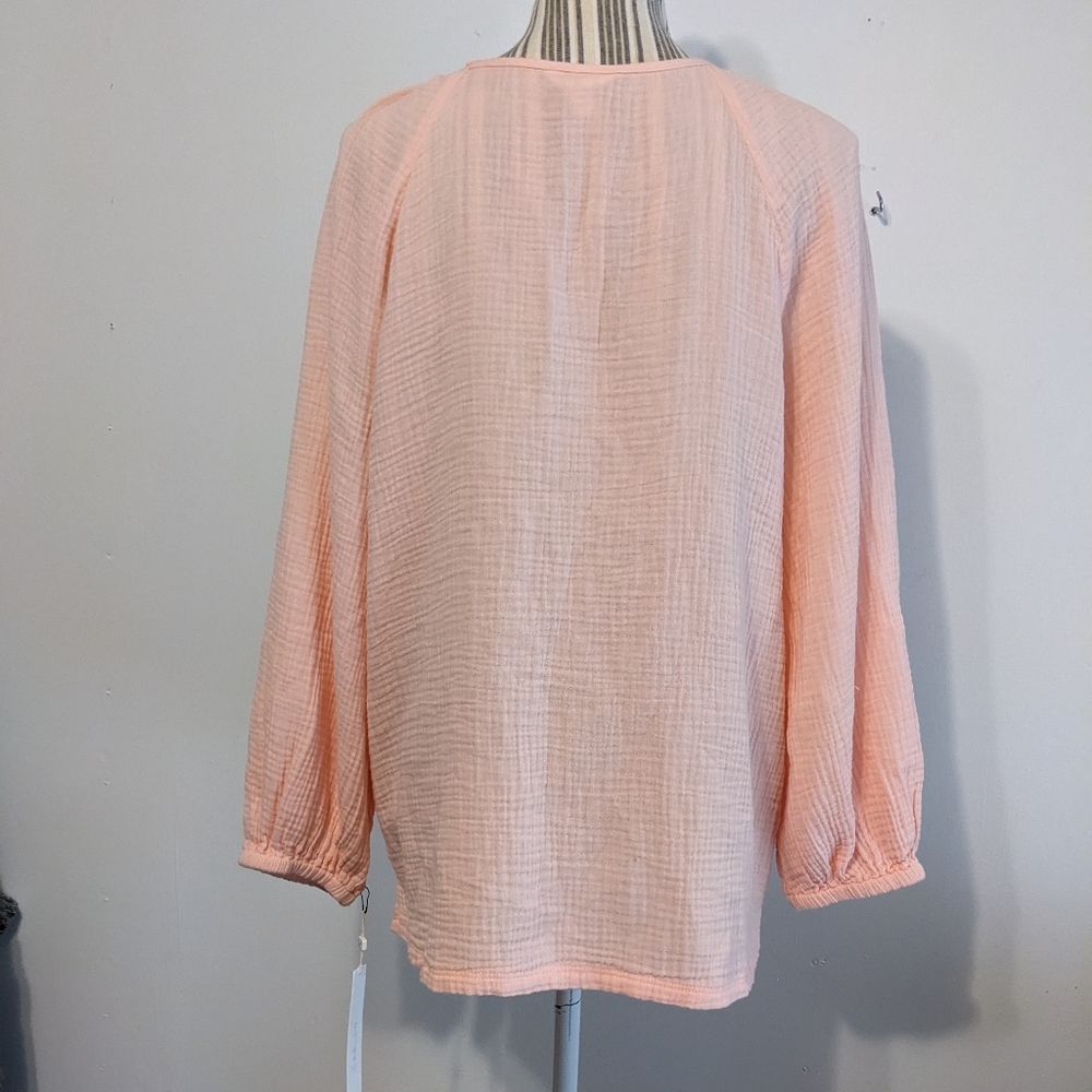 Caslon oversized gauzy cotton  v-neck top long sleeve nwt - Picture 8 of 16